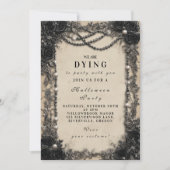 Donkere Romance Zwarte Roos Halloween Soirée Kaart (Voorkant)