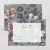 Donkere Romantic Moody Floral RSVP Weddenschappen (Voorkant / Achterkant)