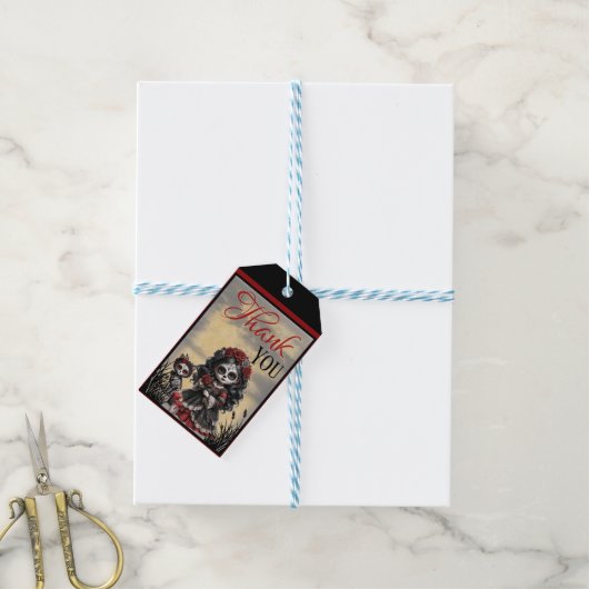 Donkere Romantiek_ Robijnroos Cadeaulabel (Met Touw)