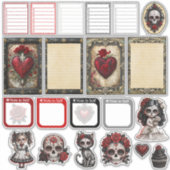 Donkere Romantiek Suiker Schedels 3 Sticker (Voorkant)