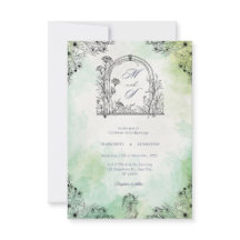 donkere romantiek vintage save the date groen 