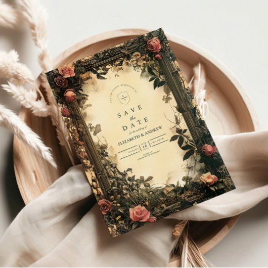 Donkere Romantische Art Nouveau Bruiloft Save The Date