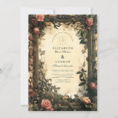 Donkere Romantische Art Nouveau Trouwdag Kaart (Voorkant)