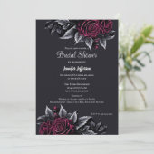 Donkere Romantische Bloem Gothic Bruiloftsborrel Kaart (Staand voorkant)