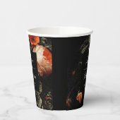 Donkere Romantische Bloem Roze Roos Trouw Bruiloft Papieren Bekers (Links)