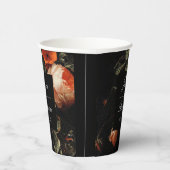 Donkere Romantische Bloem Roze Roos Trouw Bruiloft Papieren Bekers (Rechts)