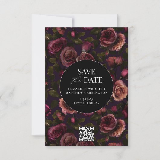 Donkere Romantische Bloemen Foto Save The Date Kaa (Voorkant)