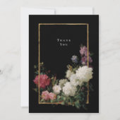 Donkere Romantische Bloemen Zwart Nepgoud Bedankkaart (Voorkant)