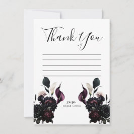 Donkere Romantische Bloemige Bruiloft Bedankt Kaart