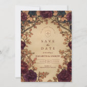 Donkere Romantische Bloemige Bruiloft Save The Date (Voorkant)