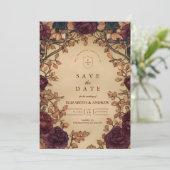 Donkere Romantische Bloemige Bruiloft Save The Date (Staand voorkant)