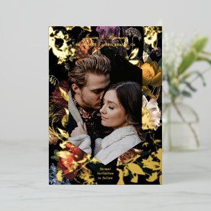 Donkere Romantische Bloemige Foto Save the Date Folie Uitnodiging