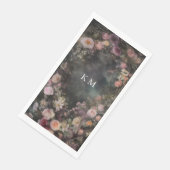 Donkere Romantische Bloemige Monogram Bruiloft Servet (Hoek)