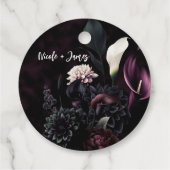 Donkere Romantische Bloemige Witte Bruiloft Bedankjes Labels (Achterkant)