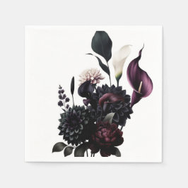 Donkere Romantische Bloemige Witte Bruiloft Servet