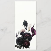Donkere Romantische Bloemige Witte Trouwmenu Menu (Achterkant)