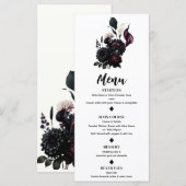 Donkere Romantische Bloemige Witte Trouwmenu Menu (Voorkant / Achterkant)