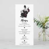 Donkere Romantische Bloemige Witte Trouwmenu Menu (Staand voorkant)