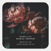 Donkere Romantische Bruiloft met Bloemen Vierkante Sticker (Voorkant)