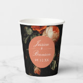 Donkere Romantische Floral roze Rose Wedding Showe Papieren Bekers (Achterkant)