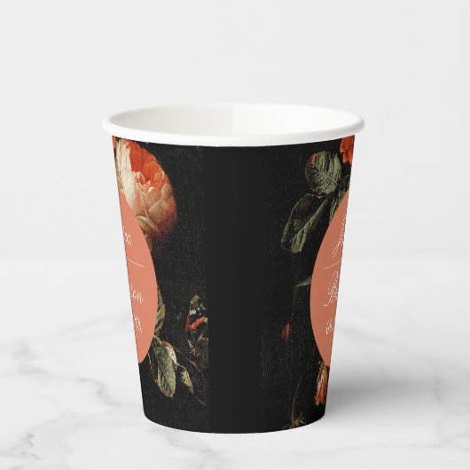 Donkere Romantische Floral roze Rose Wedding Showe Papieren Bekers (Links)