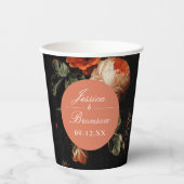 Donkere Romantische Floral roze Rose Wedding Showe Papieren Bekers (Voorkant)