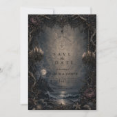 Donkere Romantische Goth Strand Bruiloft Save The Date (Voorkant)