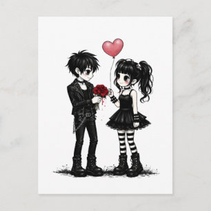 Donkere Romantische Goth Valentijnsdag Ansichtkaar Briefkaart