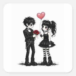 Donkere Romantische Goth Valentijnsticker Vierkante Sticker