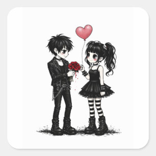 Donkere Romantische Goth Valentijnsticker Vierkante Sticker