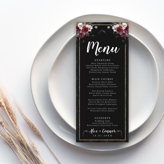 Donkere Romantische Gotische Huwelijksmenu Menu