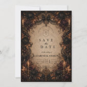 Donkere Romantische Herfst Bruiloft Save The Date (Voorkant)