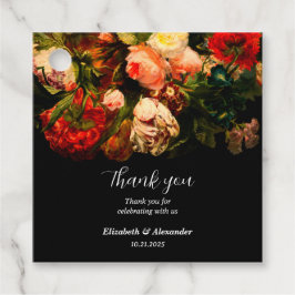 Donkere romantische humeurige elegante bloemenbrui bedankjes labels