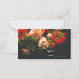 Donkere romantische humeurige elegante bloemenbrui plaatskaartje