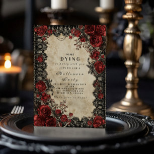 Donkere romantische kant Halloween-feest Kaart