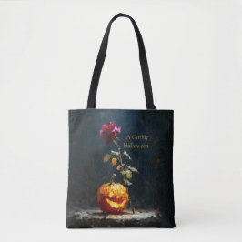 Donkere Romantische Pompoen en Roos Halloween Bood Tote Bag