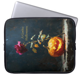 Donkere Romantische Pompoen & Roos Laptop Hoes