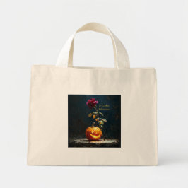 Donkere Romantische Pompoen & Roos Laptop Hoes Mini Tote Bag