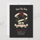Donkere romantische rozen bruiloft save the date (Voorkant)