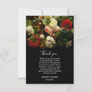 Donkere romantische sombere elegante bloem bloemen bedankkaart