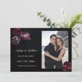 Donkere Romantische Zwarte Bruiloft Save The Date (Staand voorkant)