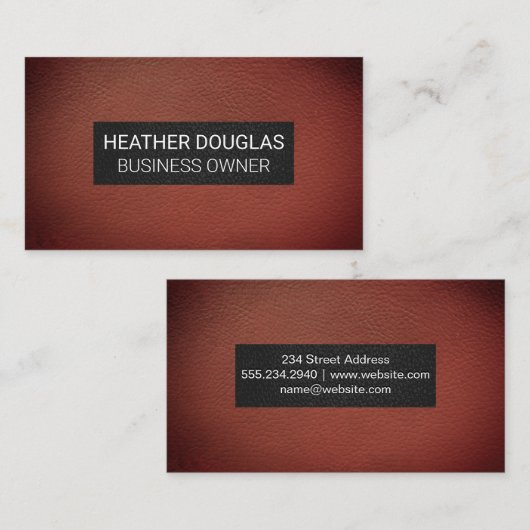 Donkere Rood Vignet Leren Achtergrond Visitekaartje (Voorkant / Achterkant)