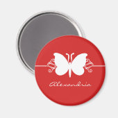 Donkere Rood Vlinder Krullen Magneet (Voorkant / Achterkant)