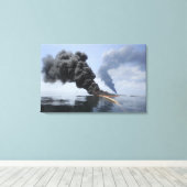 Donkere rook- en vuurwolken komen tevoorschijn 3 canvas afdruk (Insitu (Houten vloer))