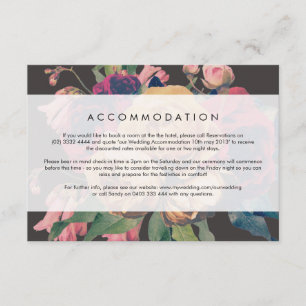 Donkere Roos Botanical Fete Wedding Details Card Informatiekaartje