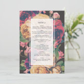 Donkere Roos Botanical Fete Wedding Menu (Staand voorkant)