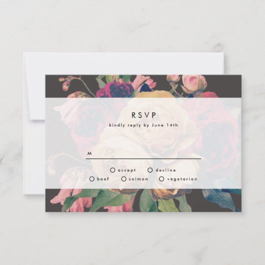 Donkere Roos Botanical Fete Wedding RSVP-kaart RSVP Kaartje (Voorkant)