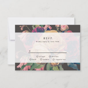 Donkere Roos Botanical Fete Wedding RSVP-kaart RSVP Kaartje