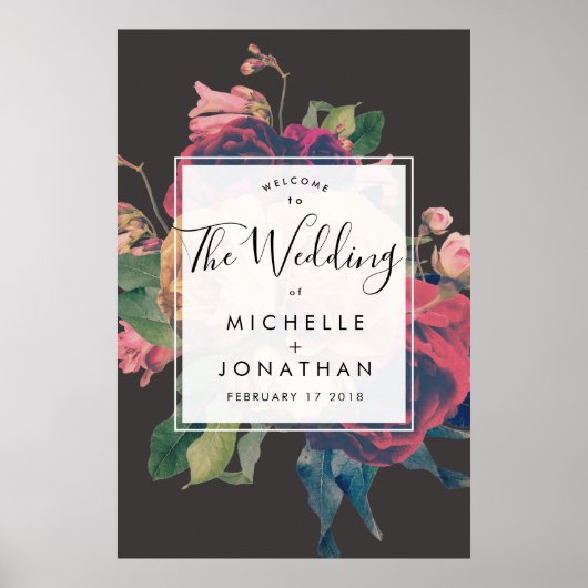 Donkere Roos Botanische Fete Weddenschap Poster (Voorkant)