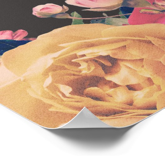 Donkere Roos Botanische Fete Weddenschap Poster (Hoek)